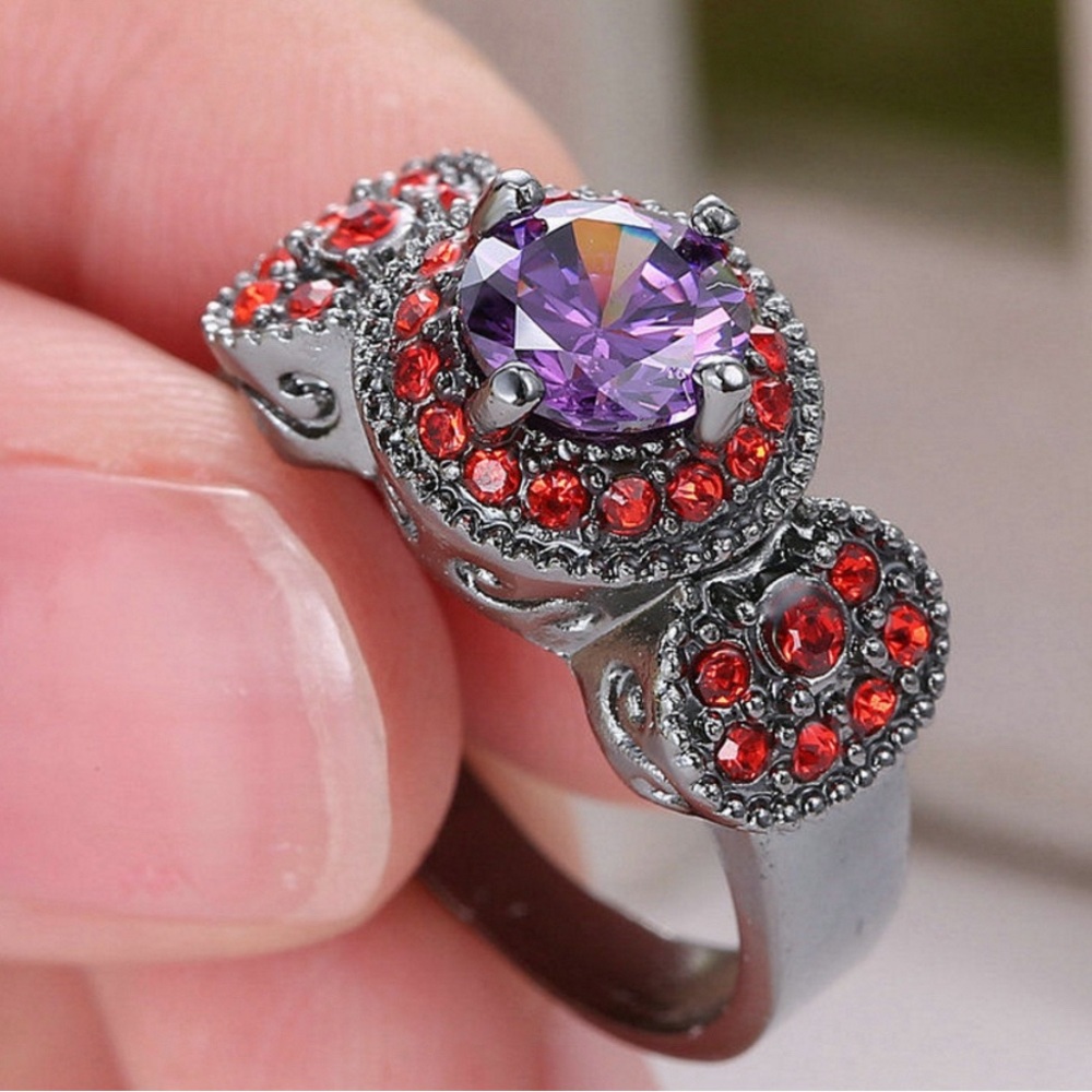 Vintage Purple and Red Gemstone Fashion Ring‎